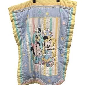 Vintage Disney Pastel Mickey Crib Quilt nursery 41.5” x 31.5”